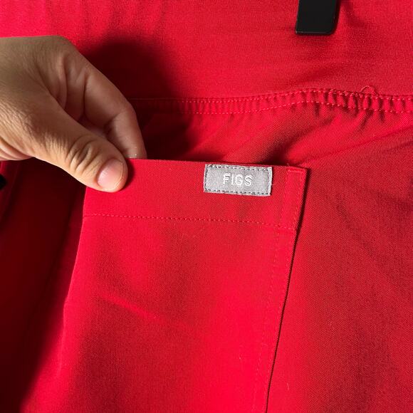 Figs Livingston Basic Scrub Pants Size Medium Tall Red Nurse - Picture 7 of 9
